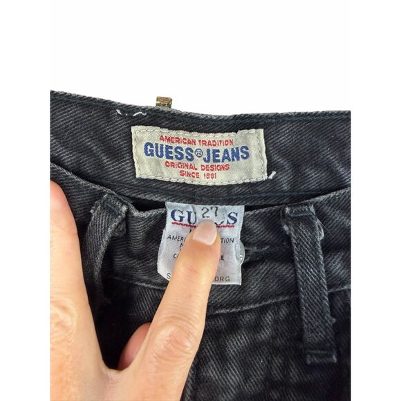 Vintage Guess Jeans USA High Rise Tapered Black Denim Jeans Women’s Size 27 Made - Picture 4 of 6